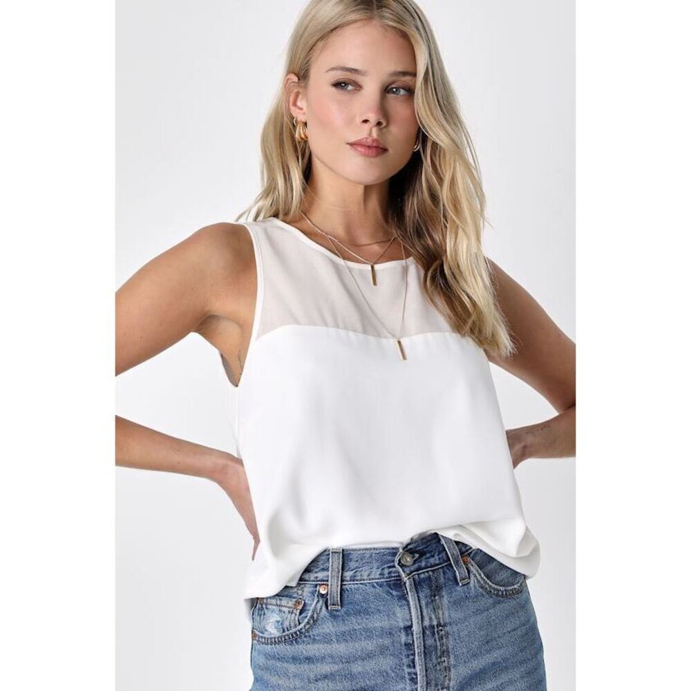 Lulus Sophisticated Image White Tank Top - Size S